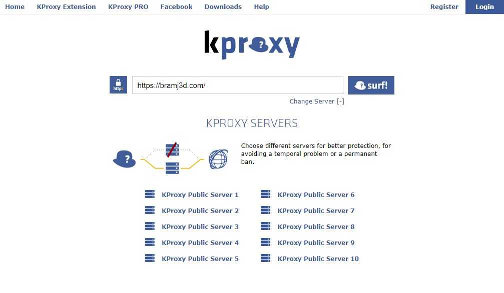 سيرفرات موقع kproxy